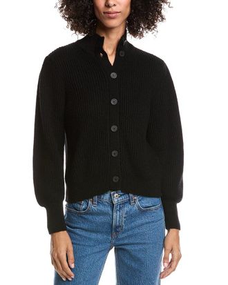 Forté Cashmere Button Wool & Cashmere-Blend Cardigan