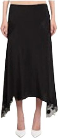 Stella McCartney Rokken, Dames, Zwart, S, Zwarte Asymmetrische Kant Trim Midi Rok