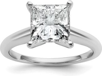 Diamond2Deal 14k White Gold 3 Ct Certified Princess Lab Grown Diamond Solitare Engagement Ring