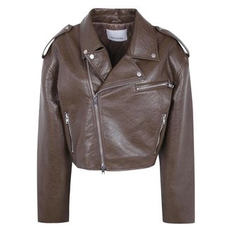 Frankie Shop Leather Jackets - Jackets - Mujer - Marr&oacute;n - M
