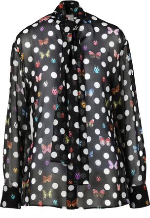 Versace Dames, Blouses & Shirts, Zwart, Maat: 2XS Zijde