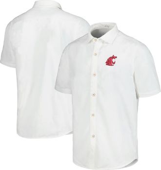 Tommy Bahama Mens Tommy Bahama White Washington State Cougars Coconut Point Palm Vista IslandZone Camp Button-Up Shirt at Nordstrom, Size X-Large