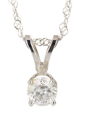 Delmar 14K White Gold Diamond Solitaire Necklace - 0.25 ctw in Silver at Nordstrom Rack