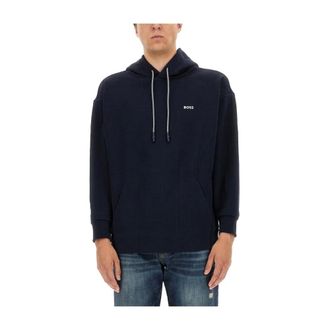 HUGO BOSS Hoodies & sweatvesten, Heren, Blauw, M, Katoen, Logo Sweatshirt