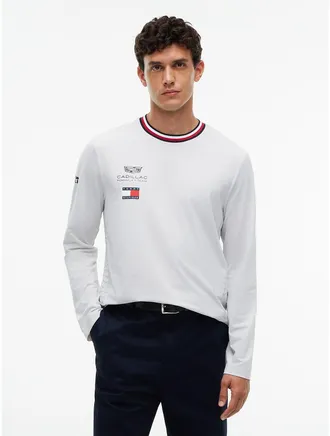 Tommy Hilfiger Mens Tommy x Cadillac F1 Team Long-Sleeve Replica T-Shirt - Stone Grey - XXL