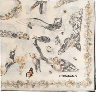 Ferragamo Accessoires, Dames, Beige, ONE Size, Eden Schoenen Zijden Sjaal
