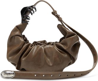 Diesel Grab-D-Small scruched hobo bag - Shoulder Bags - Woman - Brown