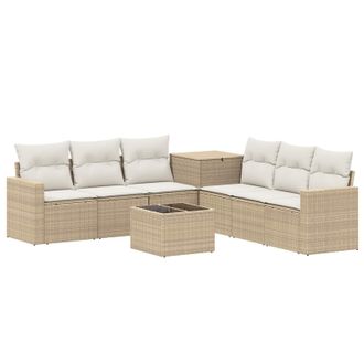 vidaXL Set Di Divani 8 Pz Beige E Bianco Crema Vidaxl