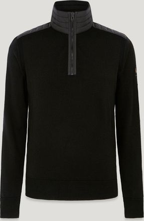 Belstaff Kilmington Quarter Zip Jumper Mens Merino Wool Black Size 2XL