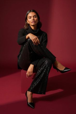 Roman Sequin Wide Leg Trousers