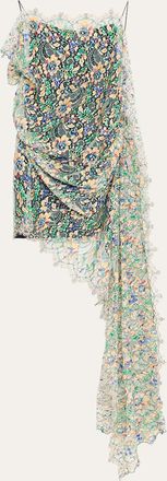 CHRISTOPHER ESBER Draped Hand-Painted Lace Dress