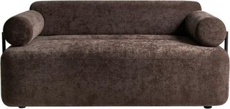 Beliani 2 Seater Sofa Dark Brown Chenille Soft Black Elements Modern Style Living Room ELVA