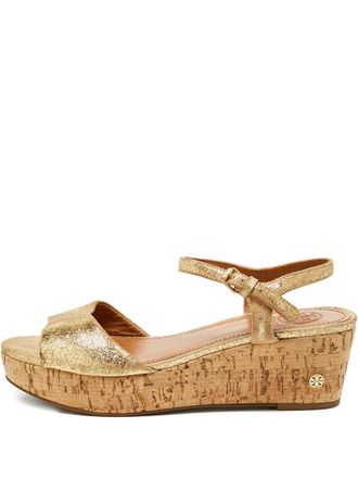 Tory Burch shimmer-suede wedge sandals - Gold