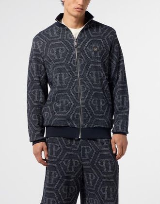 Philipp Plein Jacquard Tracksuit Jacket Monogram Men in Navy at Nordstrom, Size Xxx-Large
