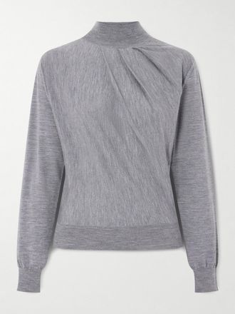 Givenchy Pullover A Collo Alto In Misto Lana Drappeggiato - Grigio