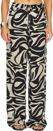 Enza Costa Resort Printed Cupro Wide Leg Pants In Beige/black