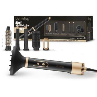 Saint Algue Cepillo Alisador 5 En 1 - Saint Algue - Demeliss - 1000 W - 3 Temperaturas - Negro / Oro