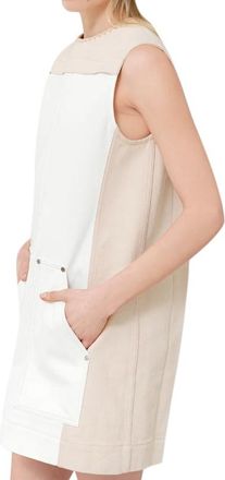 Chlo&eacute; Sleeveless mini dress in colour-block stretch denim canvas Size S