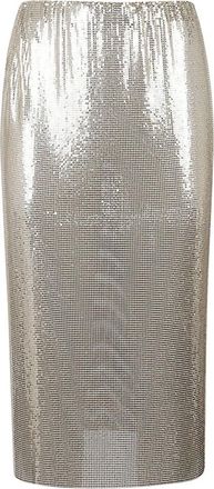 Sportmax Gouden Pailletten High Waist Rok - Dames - Midirokken - Geel - S - Pailletten - Rokken