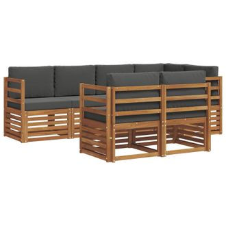 vidaXL Conjunto De Sof&aacute; Seccional Con Coj&iacute;n 7 Pcs Natural Y Antracita Vidaxl