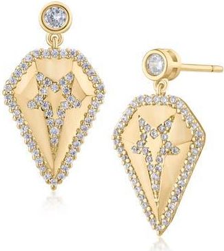 Jardin Cubic Zirconia Pentagon Drop Earrings in Clear/Gold at Nordstrom Rack