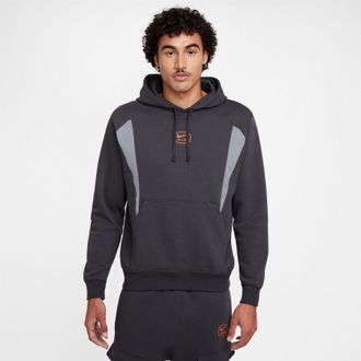 Nike Mens NSW SW AIR PO HOODY FLC BB in Black/Fir/White - Size Medium