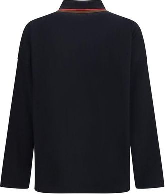 Vivienne Westwood Striped Ribbed Collar Polo Shirt - Black