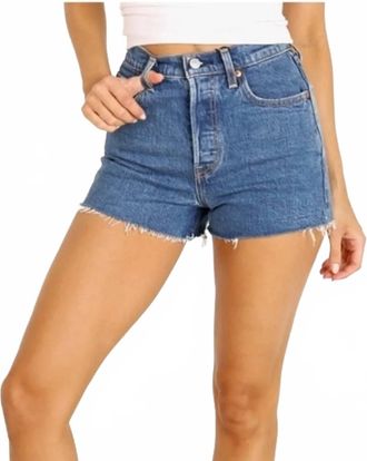 Levi's Ribcage Straight Leg Shorts In Blue