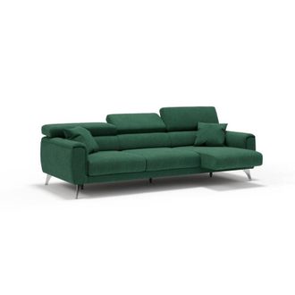 Divani.Store Divani.store - Caravaggio Sof&aacute; De 3 Plazas Extensibles Con Reposacabezas Ajustables En Tejido Impermeable 244 Cm Verde