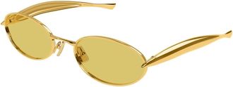Bottega Veneta Bv 1386S Ovale Zonnebril - unisex - Zonnebrillen - Geel - 57 MM - Accessoires