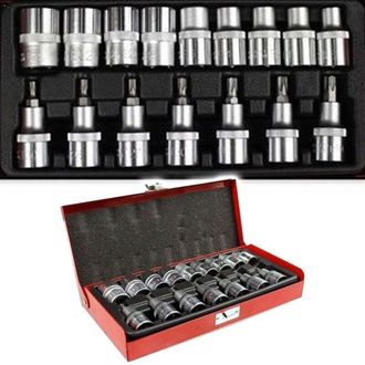 Trade Shop Trade Shop - Set 16 Pz Bussole Torx T30-t70 Maschio Femmina E10-24 Impronta Kit Box Metallo