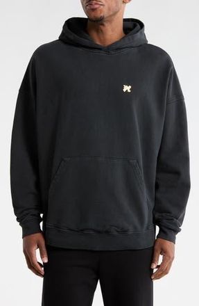 Palm Angels Logo Pin Cotton Hoodie in Black/gold at Nordstrom Rack, Size X-Large