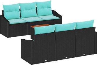 vidaXL Conjunto De Sof&aacute;s De Jard&iacute;n 7 Uds. Negro Rat&aacute;n Sint&eacute;tico Vidaxl