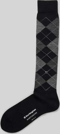 Burlington Kniestrümpfe mit Argyle-Print Modell Marylbone in Black, Größe 36-41