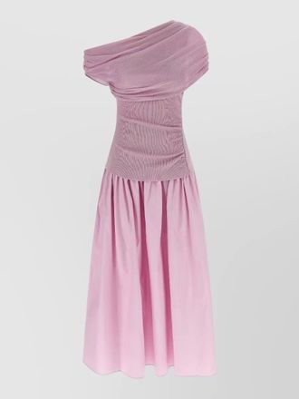 Self Portrait cotton draped knit midi dress