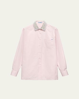 Prada Embroidered Poplin Shirt