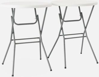 Sweeek Sweeek - Mesa Alta Plegable, Set De 2, Gala X2, Blanco, 81x81x110 Cm