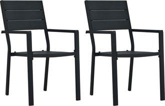 vidaXL Sillas De Jard&iacute;n 2 Unidades Hdpe Aspecto De Madera Negro Vidaxl