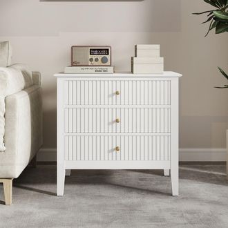 Melody Maison Large 3 Drawer Bedside Table - Hales White Range