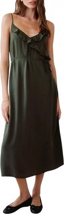 Bella Dahl Womens Ruffle Cami Midi Dress In Forest Army