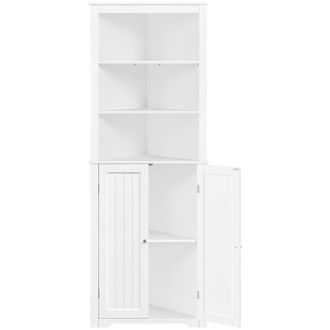 Yaheetech Yaheetech - Mueble De Ba&ntilde;o De Esquina Gabinete Tri&aacute;ngulo163 X 60 X 43 Cm Con 3 Estantes De Madera Abiertos Y 1 Armario De 3 Alturas Ajustables Con Pro