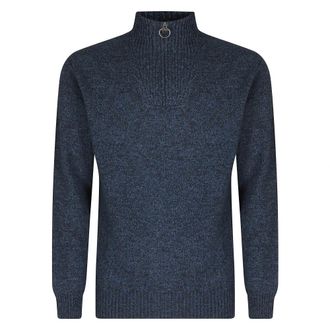Barbour Maglione Essential in lana dagnello con mezza zip - - Knitwear - Uomo - Blu - L