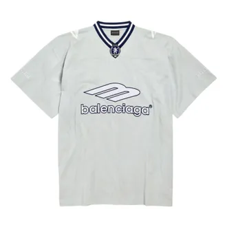 Balenciaga 3B Football V-neck T-shirt Oversized New Grey 857086TTVQ61461