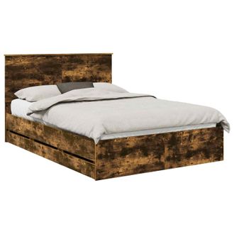 vidaXL Estructura De Cama Roble Ahumado 140 X 190 Cm Madera Ingenieril Vidaxl