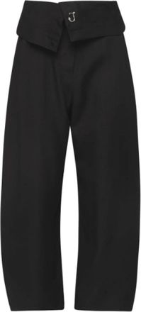J.W.Anderson Fold Over Broek - Dames - Straight fit broeken - Zwart - 2XS - Katoen - Broeken