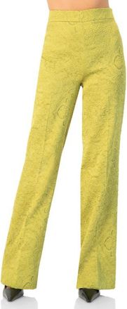 Ivonne Wide-Leg Straight Trousers with Wide Hem in Green at Nordstrom, Size 4