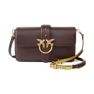 Pinko Rode en Gouden Schoudertas - Dames - Schoudertassen - Rood - ONE Size - Leer - Tassen