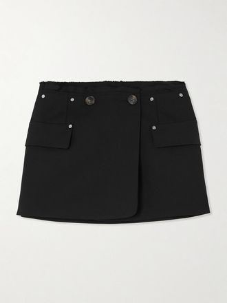 Dion Lee Minigonna In Misto Lana Effetto Portafoglio Con Decorazioni - Nero