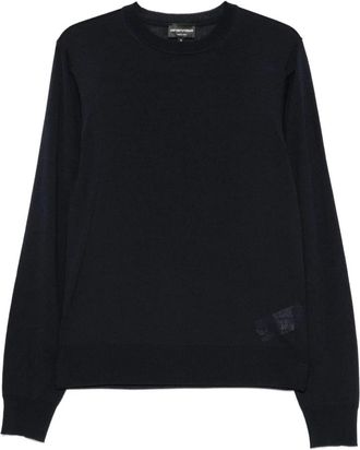 Emporio Armani Virgin Wool Pullover - Heren - Ronde hals truien - Zwart - M - Wol - Truien & Vesten