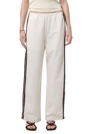 Citizens Of Humanity Aurora Side Stripe Cotton & Linen Track Pants in Cream at Nordstrom, Size X-Large